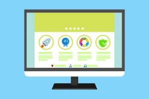 Una ilustración de diseño plano de un monitor de computadora muestra una interfaz de usuario vibrante y gráfica que utiliza íconos representativos para reflejar logros, calidad, alcance global y seguridad. Este contenido visual evocador demostrará ser una adición valiosa a cualquier estrategia SEO, ya que mejora la participación del usuario y respalda favorablemente los algoritmos actuales del motor de búsqueda. Asegúrese también de un posicionamiento óptimo mediante la incorporación adecuada de palabras claves pertinentes en el ALT Text para las imágenes relacionadas con las ilustraciones flat-design en su sitio web. De esta manera, estás garantizando no solo una experiencia accesible para todos los usuarios sino también mejorando tu visibilidad en línea a nivel global.