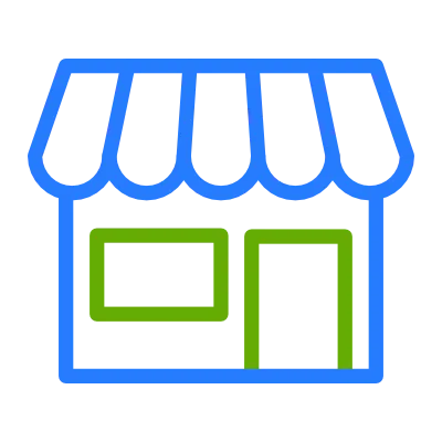 Icono que muestra un establecimiento minorista o un escaparate con un saliente protector, perfecto para optimizar los esfuerzos de SEO.